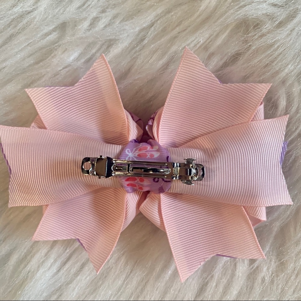 🎀 Purple & Pink Ballet Hair Bow Barrette Clip 🎀 - Picture 3 of 5